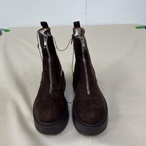 Chunky brown platform ankle boots